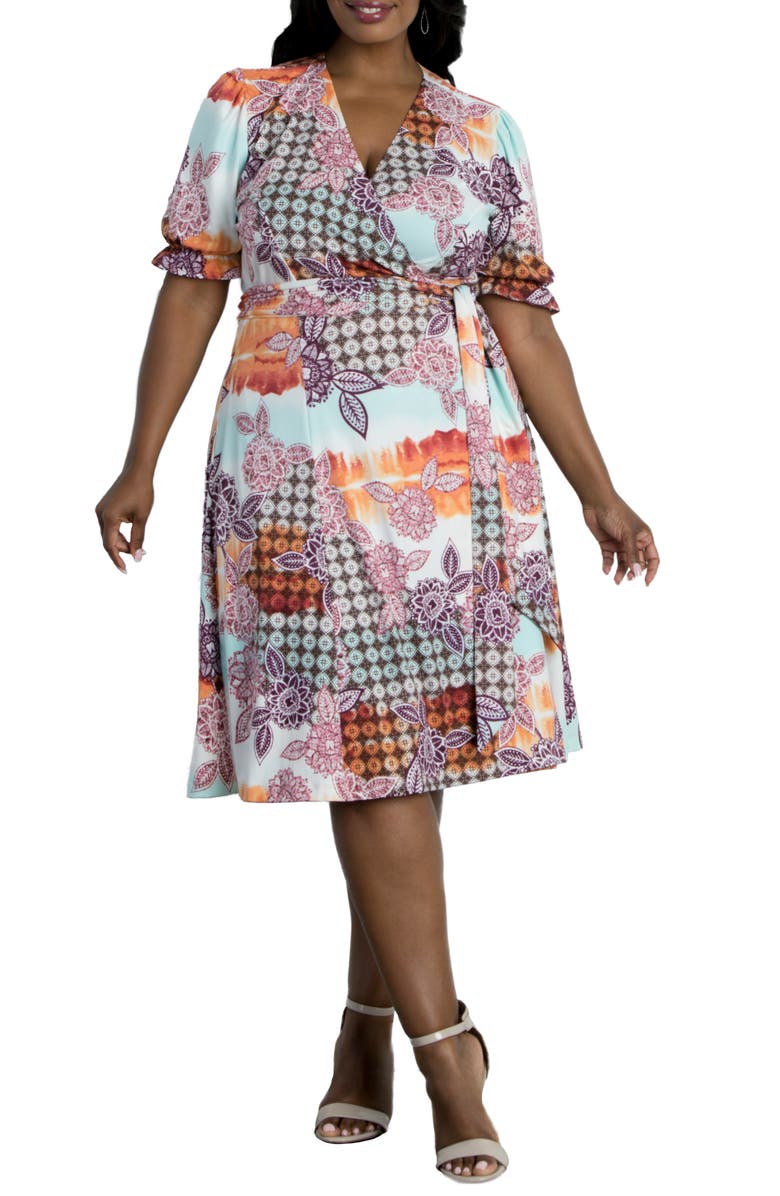 Kiyonna Tuscan Floral Wrap Dress, Main, color, 