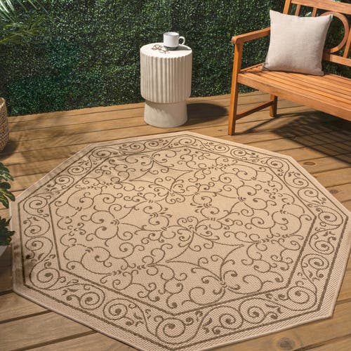 Jonathan Y Charleston Vintage Filigree Textured Weave Octagon Indoor/outdoor Area Rug In Gold