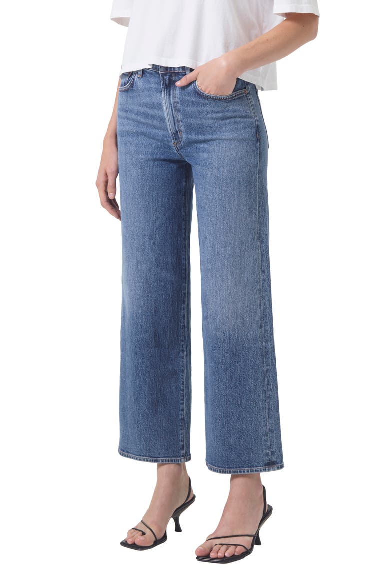 Harper High Waist Ankle Wide Leg Jeans, Main, color, MOOR