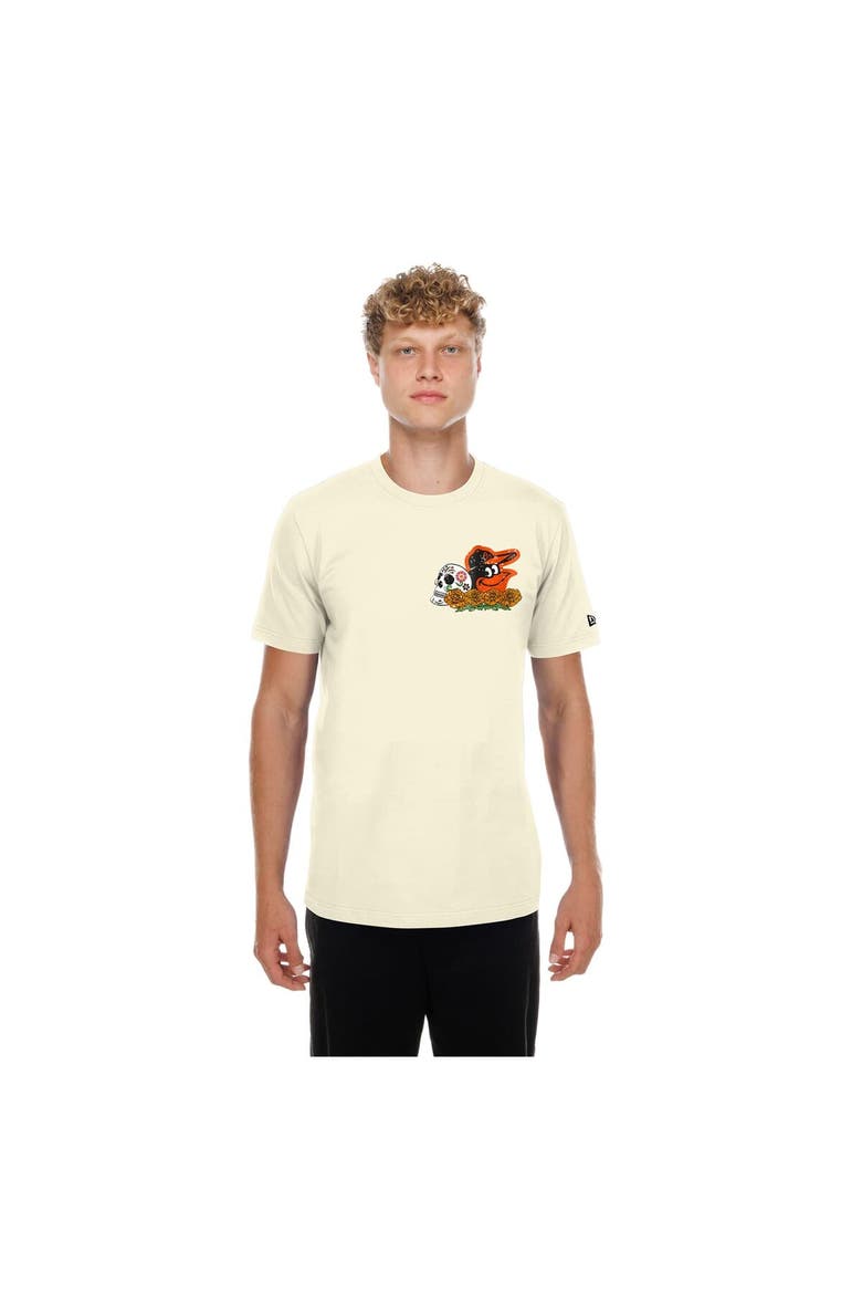 Men's New Era Natural Baltimore Orioles Dia de los Muertos Sugar Skull T-Shirt, Main, color, Natural