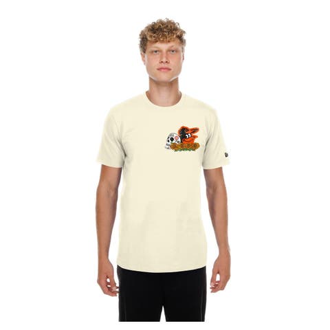 Men's New Era Natural Baltimore Orioles Dia de los Muertos Sugar Skull T-Shirt