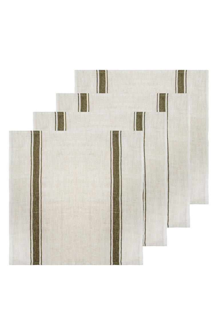 Marseille Napkins - Set of 4, Main, color, Olive Green, Natural 20" x 20"