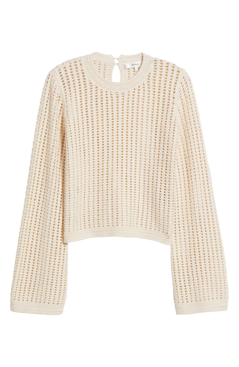 FRAME Open Stitch Bell Sleeve Sweater, Alternate, color, Alabaster