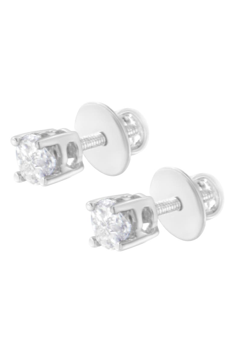 14K White Gold 1/2 Cttw Pie-Cut Diamond Solitaire Stud Earrings, Alternate, color, White