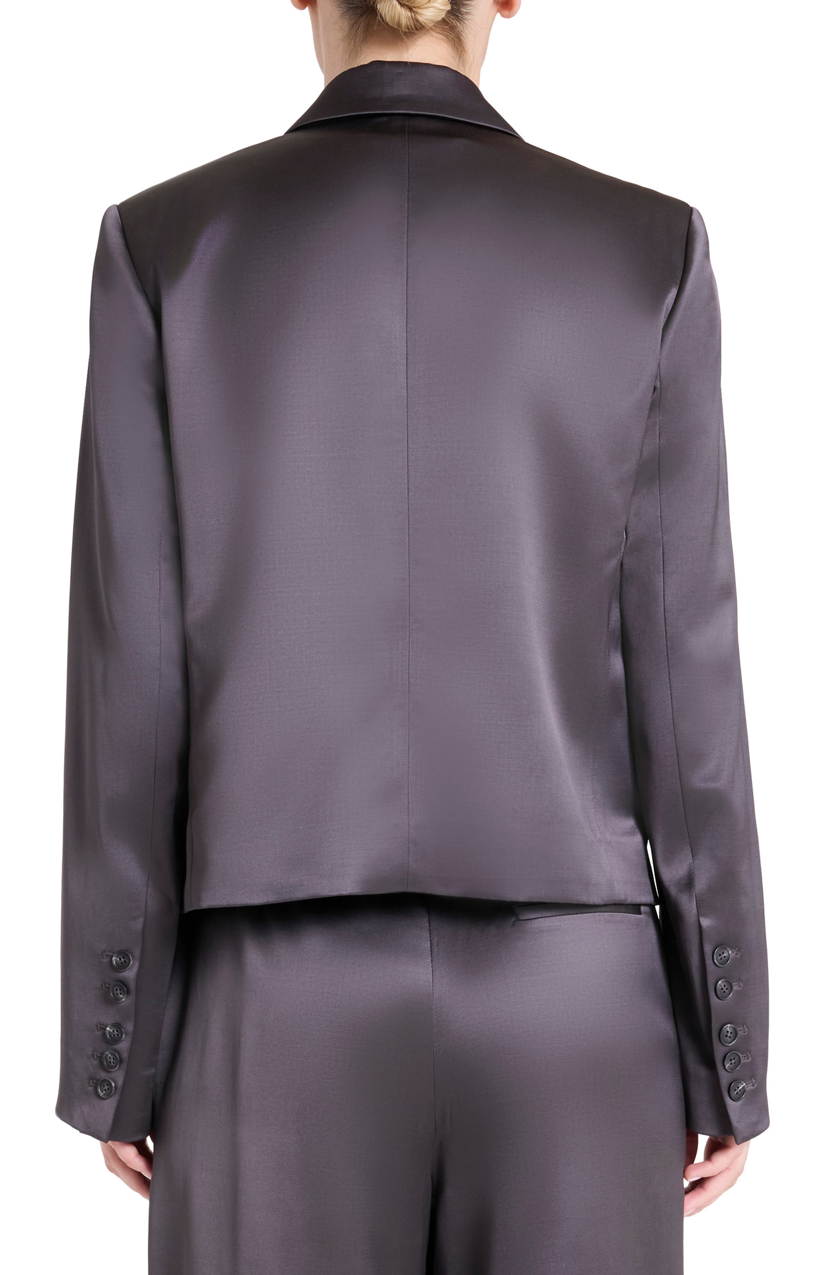 Sawyer Boxy Crop Satin Blazer - image 2