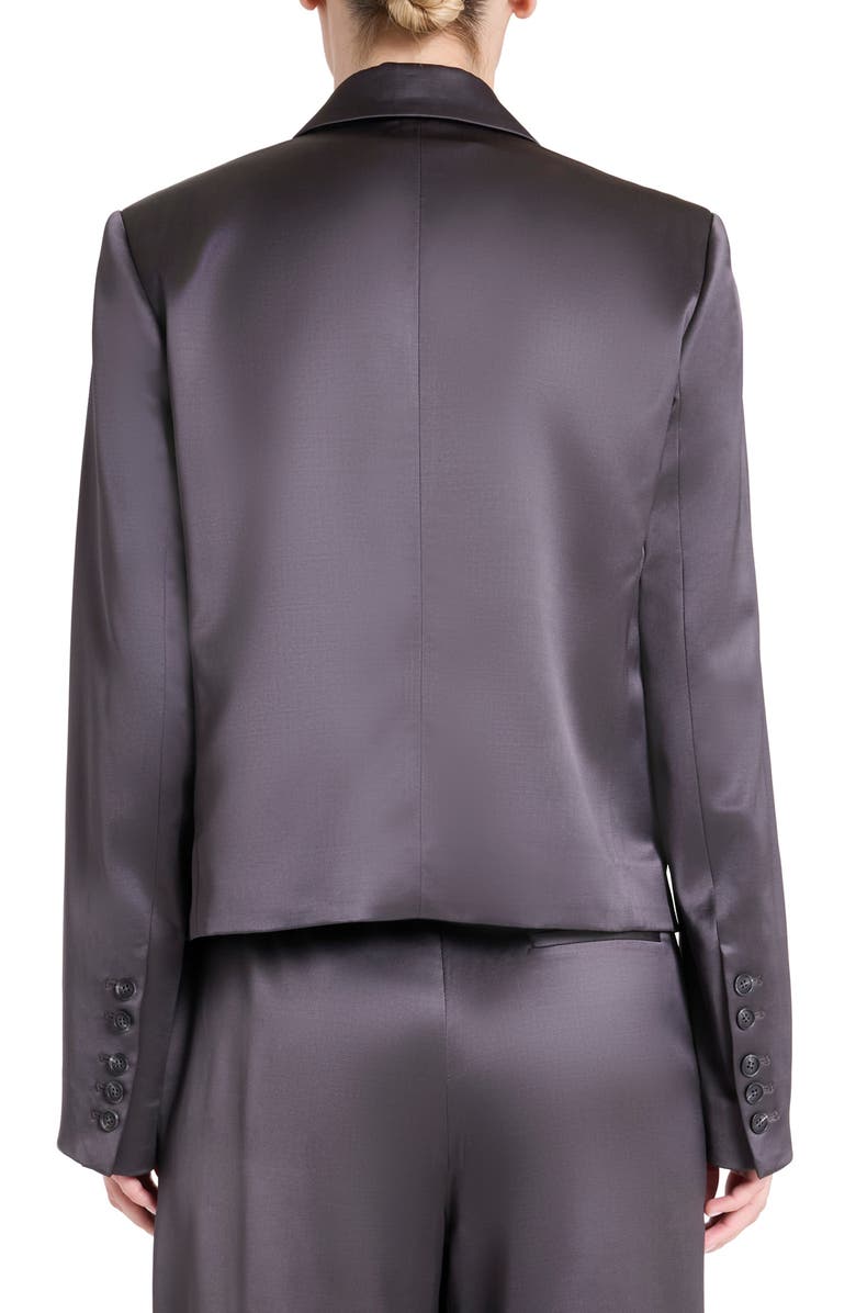 TWP Sawyer Boxy Crop Satin Blazer, Alternate, color, Chocolate Torte
