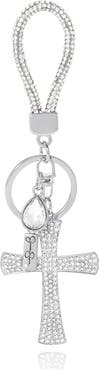 Jessica Simpson Elegant Rhinestone Cross Keychain