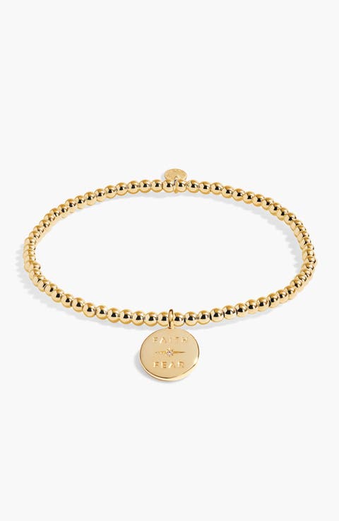 A Little 'Faith Over Fear' Bracelet in Gold-Tone Plating