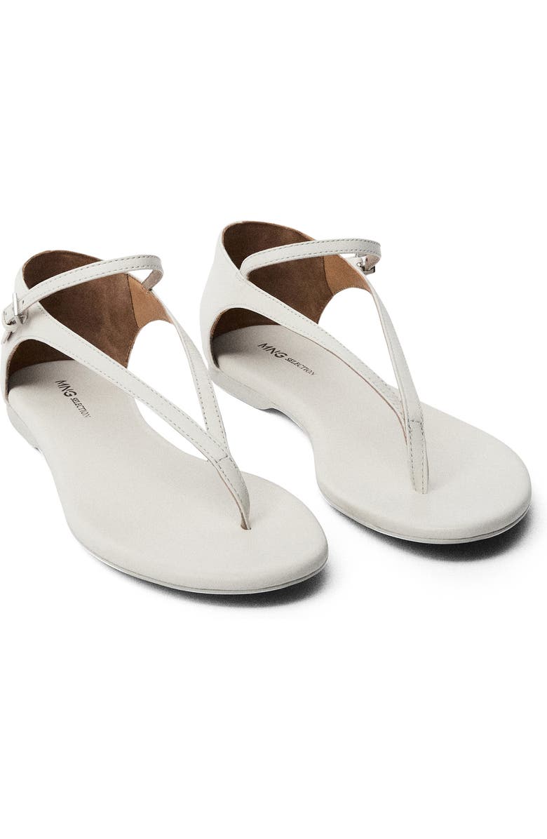 MANGO Leather Strap Sandal, Main, color, White