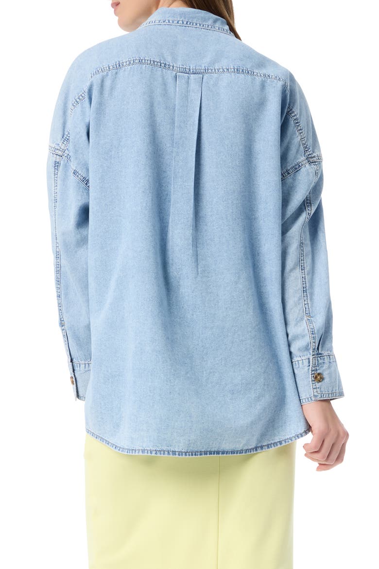 Abigail Oversize Cotton Blend Button-Up Shirt, Alternate, color, AERO WASH