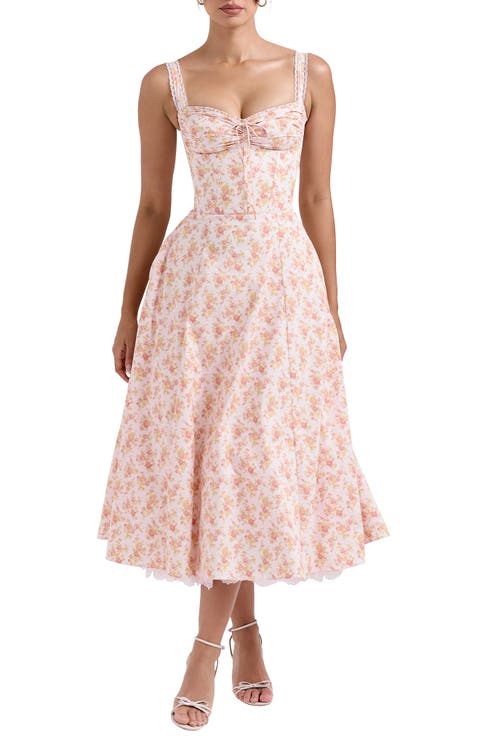 Rosalee Floral Stretch Cotton Petticoat Dress