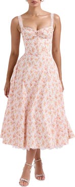 HOUSE OF CB Rosalee Floral Stretch Cotton Petticoat Dress