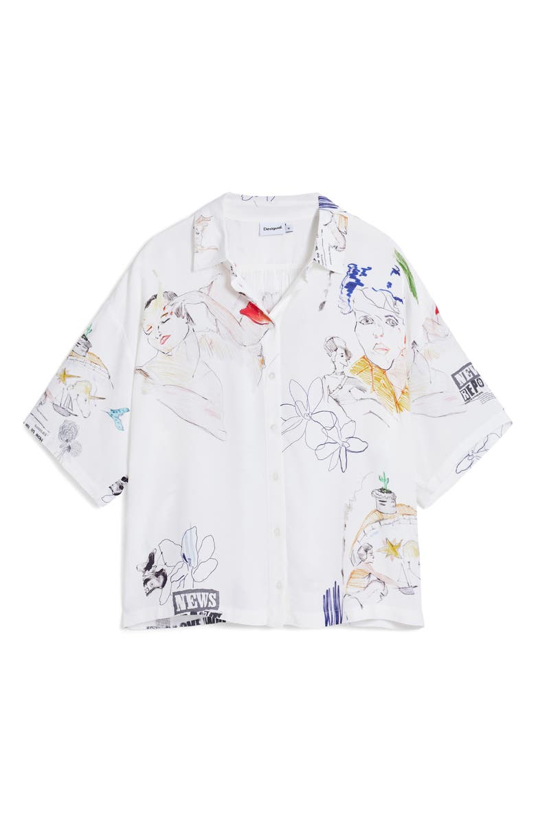 Desigual Relaxed Fit Button-Up Shirt, Alternate, color, White