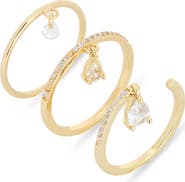 NORDSTROM RACK Set of 3 Cubic Zirconia Charm Stackable Rings