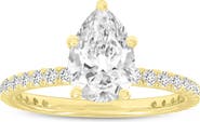 LuvMyJewelry Rania 14K Yellow Gold Pear Lab Grown Diamond Hidden Halo Engagement Ring - 1.95 Ct