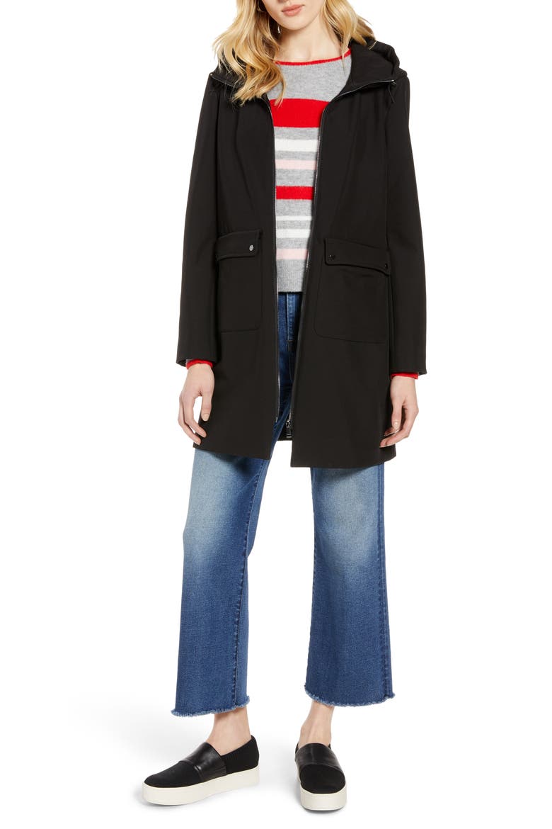 Hooded Raincoat, Main, color, BLACK
