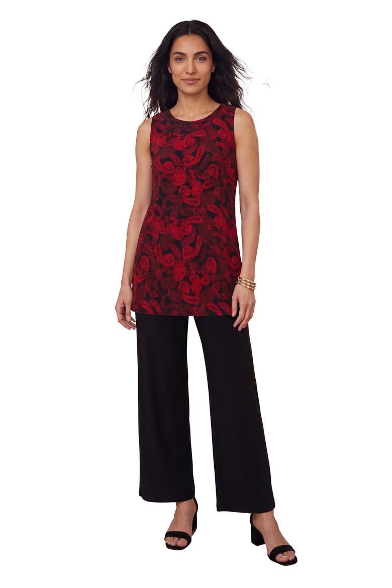 Stretch Knit Tunic Tank, Main, color, CLASSIC RED MINI PAISLEY