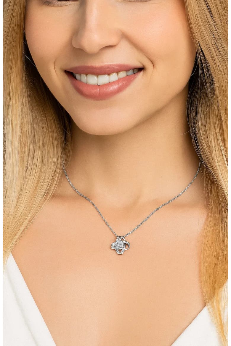 Knot Necklace With Cubic Zirconia Stones, Alternate, color, Silver