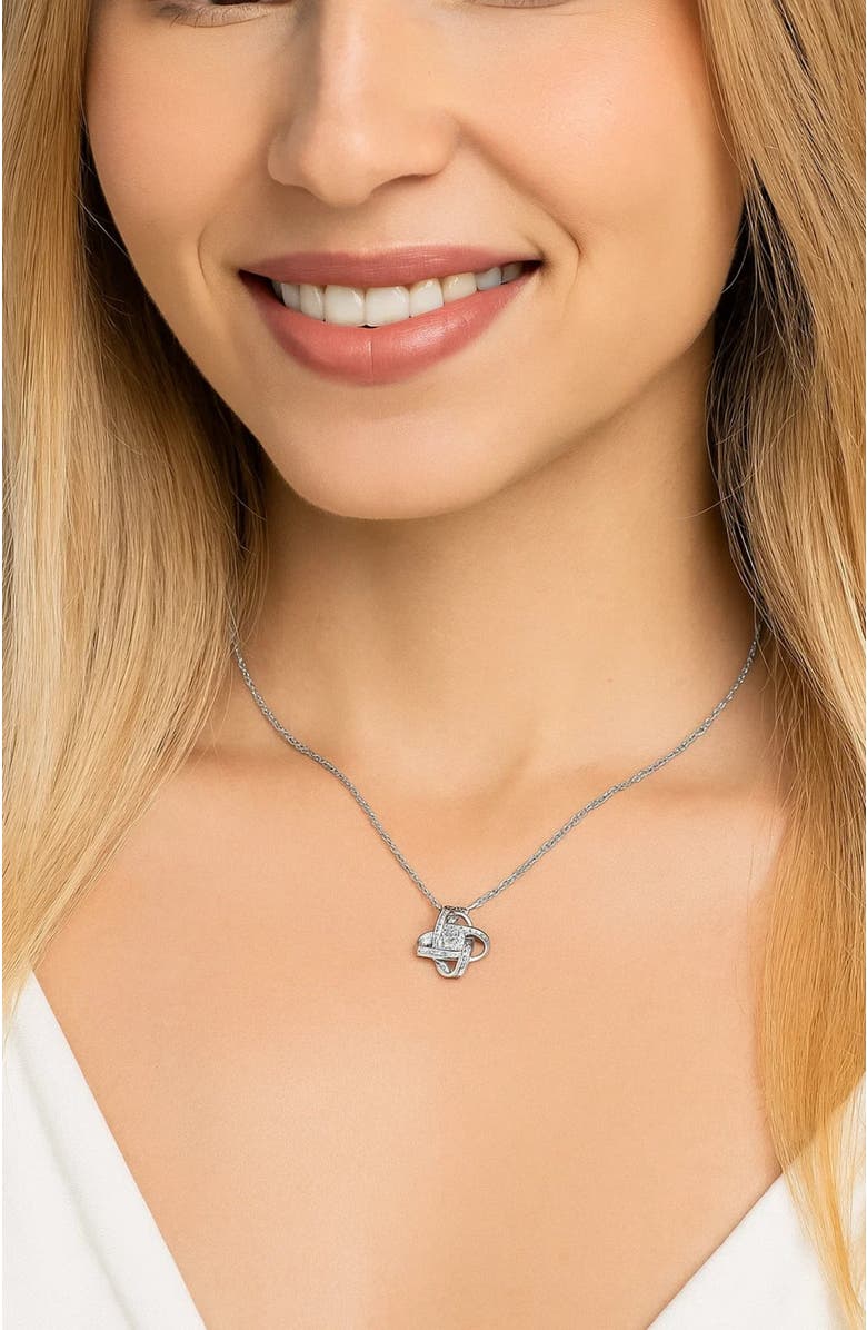 Hollywood Sensation Knot Necklace With Cubic Zirconia Stones, Alternate, color, Silver