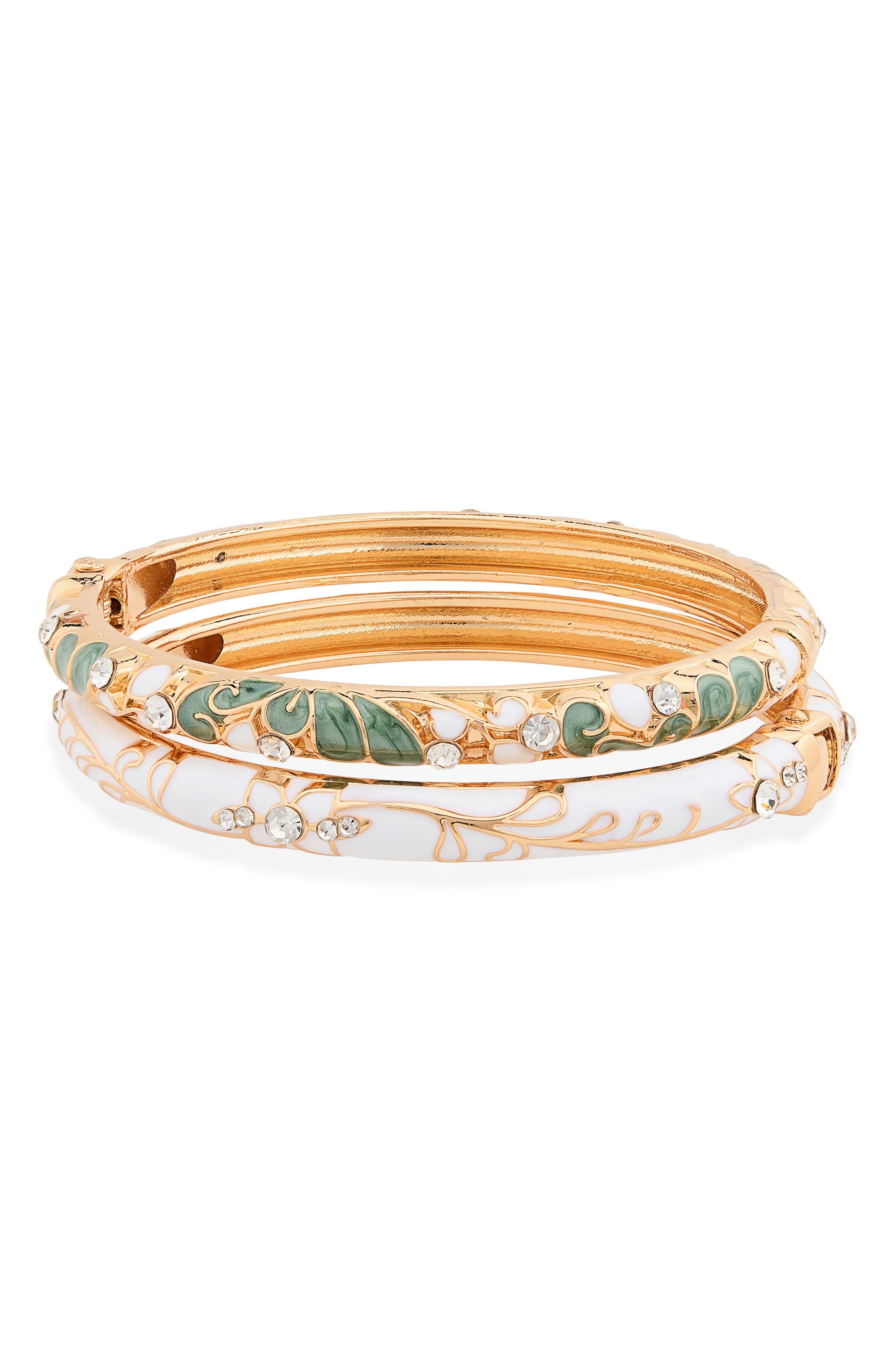 Set of 2 Enamel Flower Bangle Bracelets