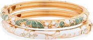 NATASHA Set of 2 Enamel Flower Bangle Bracelets