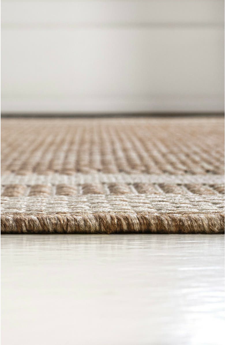 JONATHAN Y Dover Classic 3-Stripe Border Indoor/Outdoor Area Rug, Alternate, color, Beige/Cream