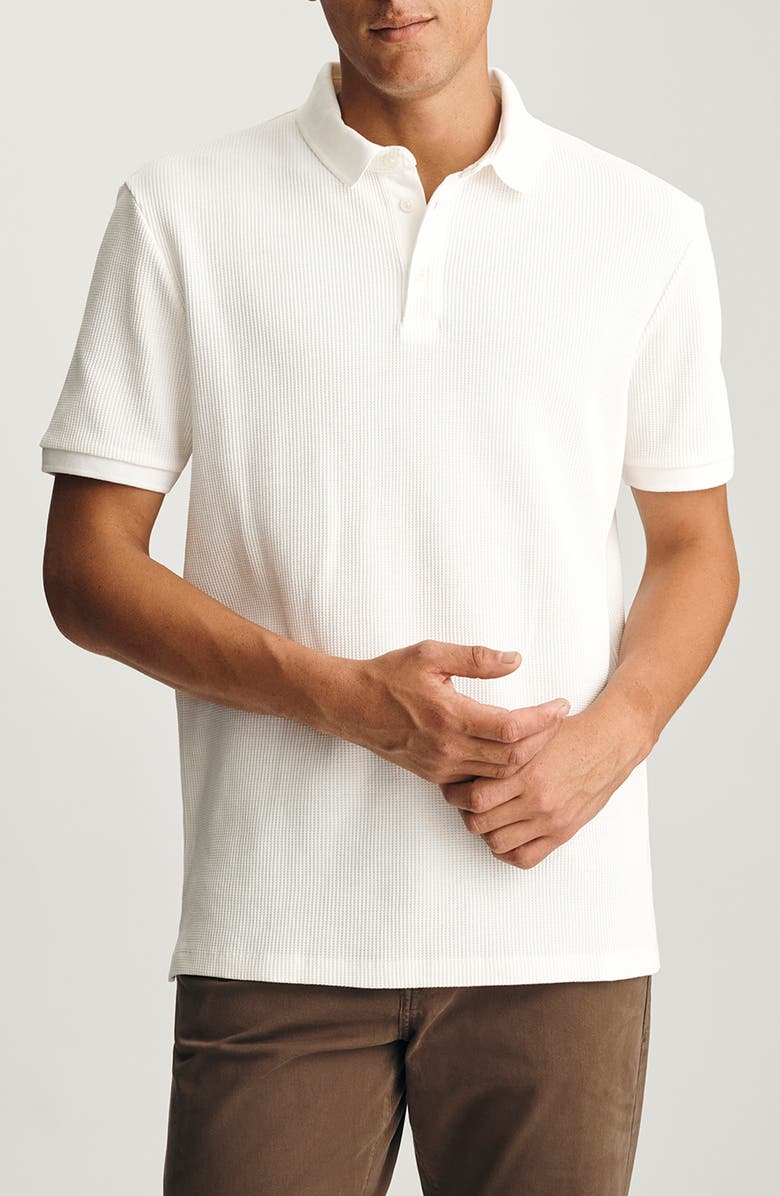 Mavi Jeans Waffle Knit Cotton Polo, Main, color, Antique White
