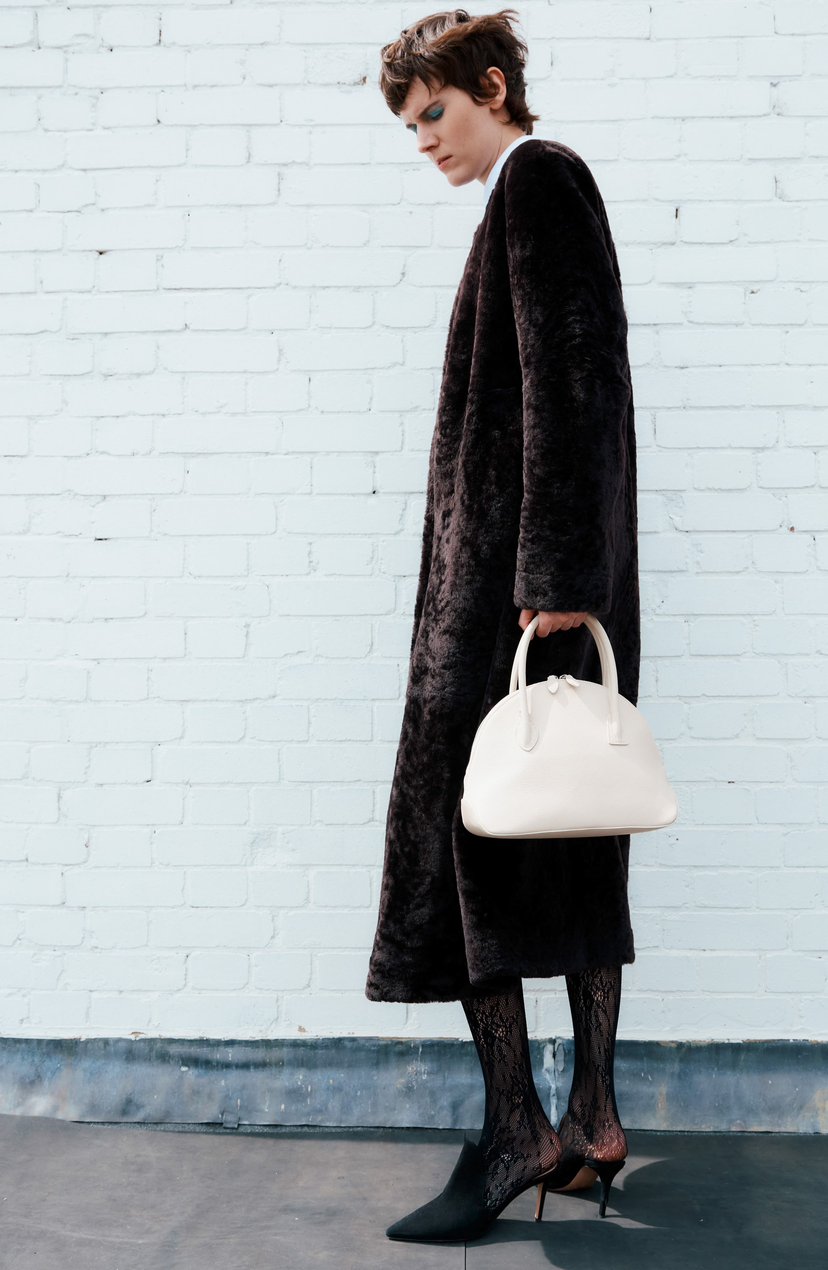 LIFFNER Dome Leather Top Handle Bag, Alternate, color, Cream