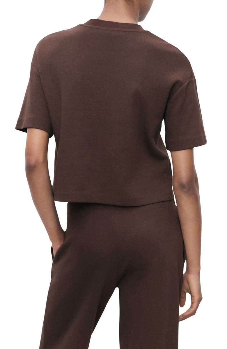 MANGO Boxy Cotton Blend T-Shirt, Alternate, color, Brown