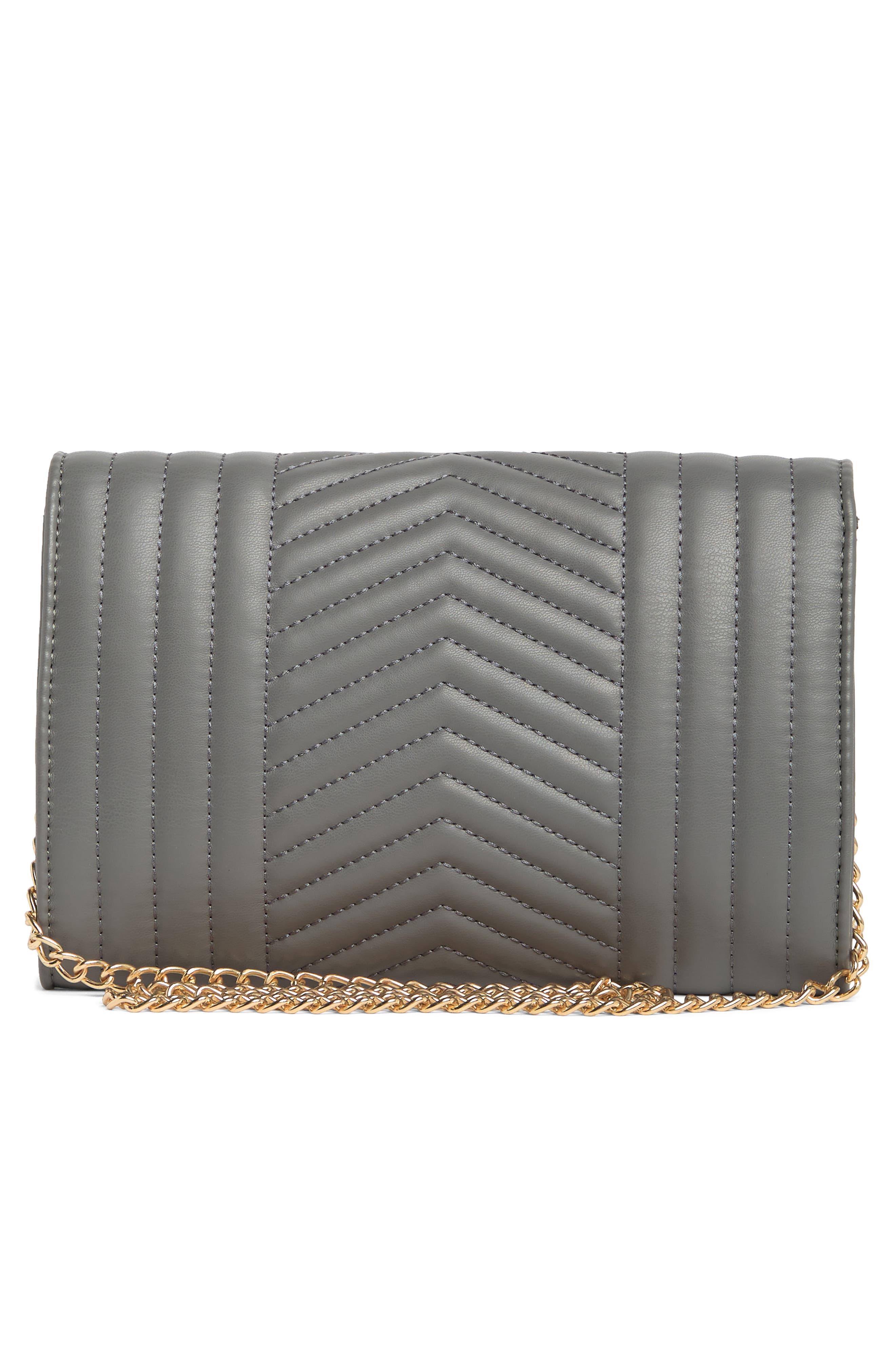 Badgley Mischka Collection Chevron Quilted Crossbody Bag, Alternate, color, Grey