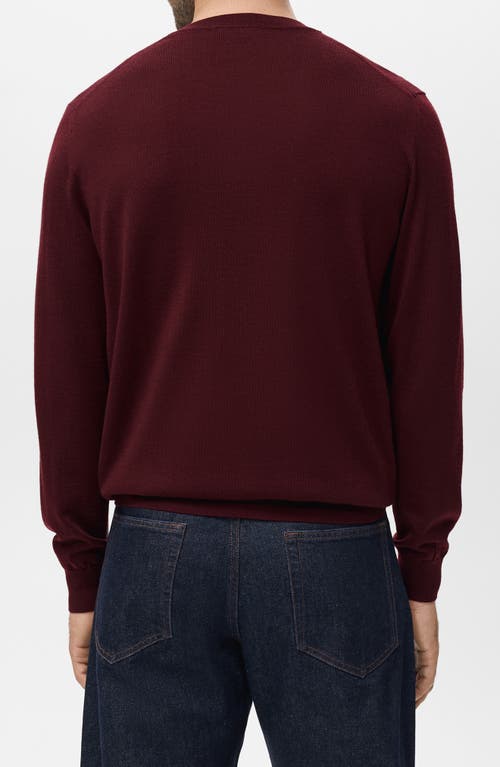 Mango Crewneck Wool Sweater In Burgundy
