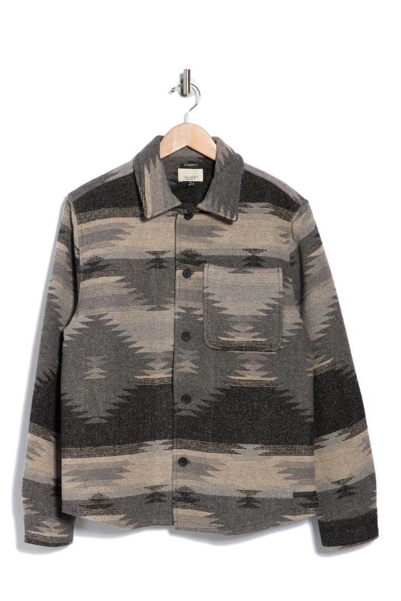 Relaxed Fit Geometric Shacket, Alternate, color, DARK CHARCOAL