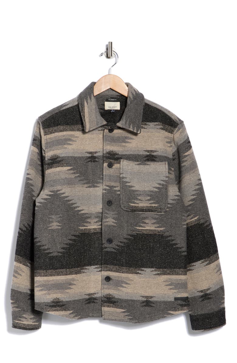 Civil Society Relaxed Fit Geometric Shacket, Alternate, color, Dark Charcoal