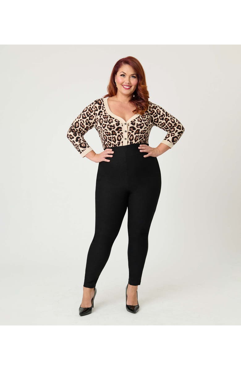 Unique Vintage Plus Size Three Quarter Sleeve Cardigan, Main, color, Leopard Print