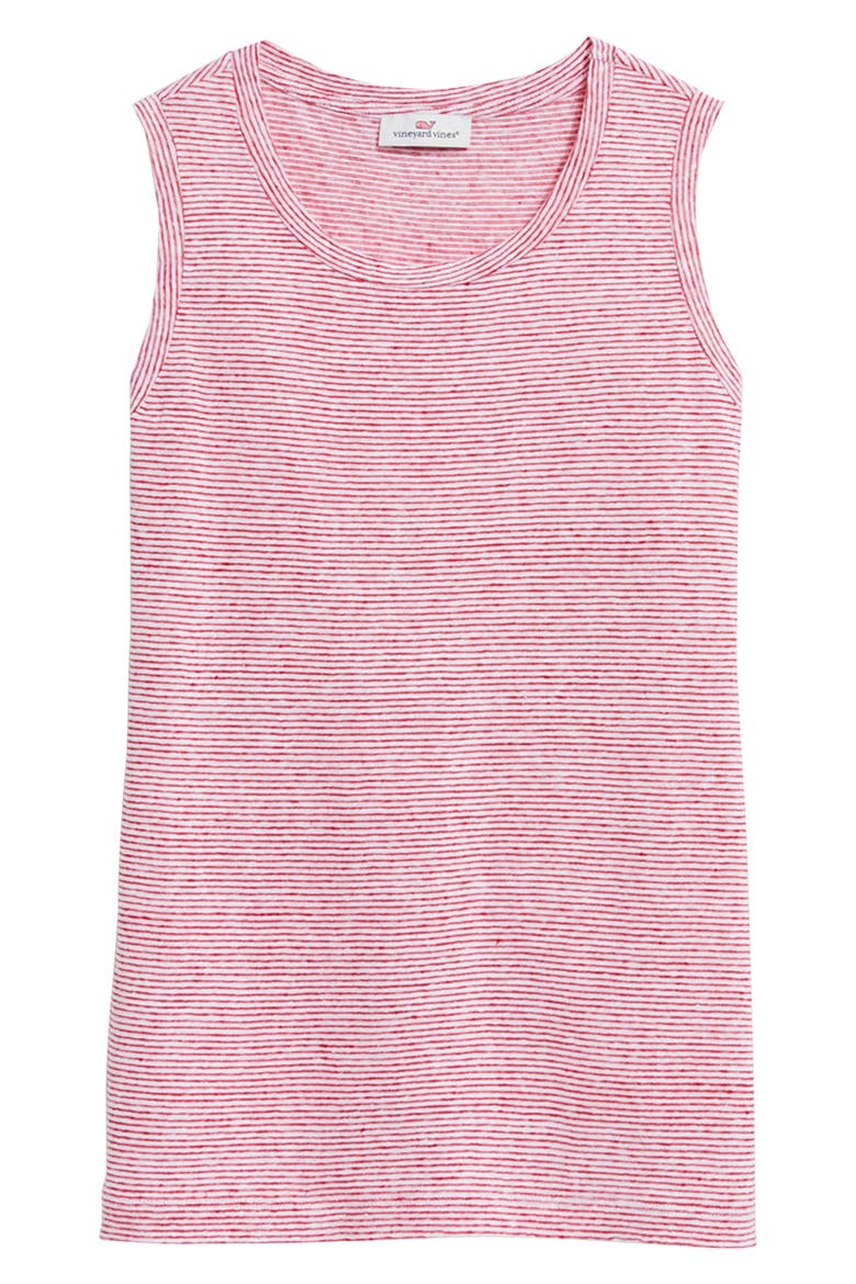 Stripe Linen Tank, Main, color, LIGHTHOUSE RED