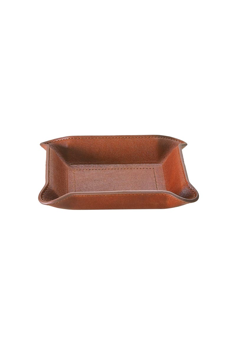 Small Leather Valet Tray, Main, color, Cognac