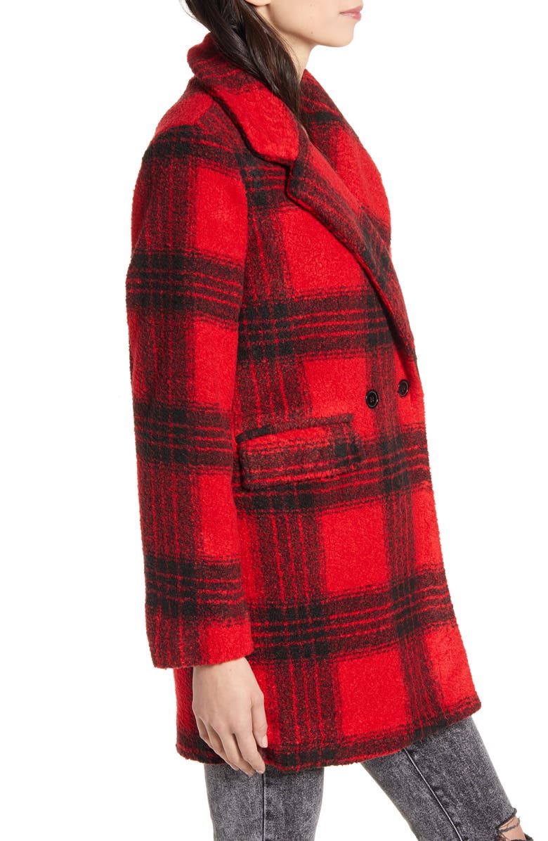 Vigoss Double Breasted Plaid Coat, Alternate, color,