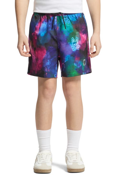 Shop Psycho Bunny Kids' Dokos Print Swim Trunks In Black