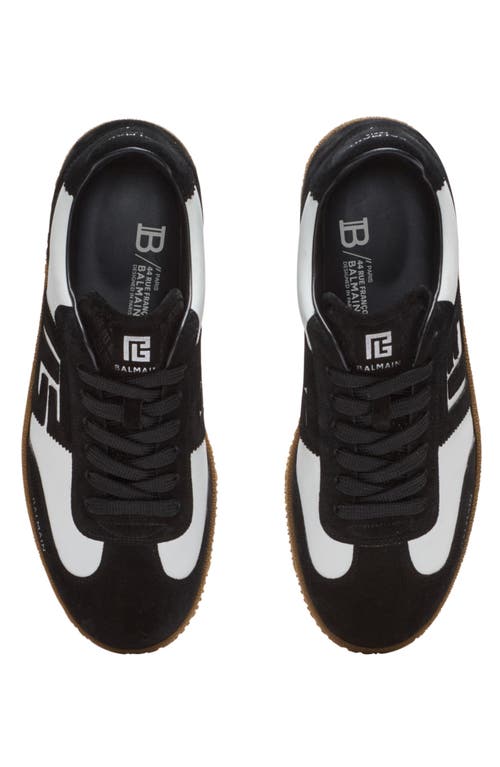 Balmain Swan Trainers In Calfskin And Suede In Black