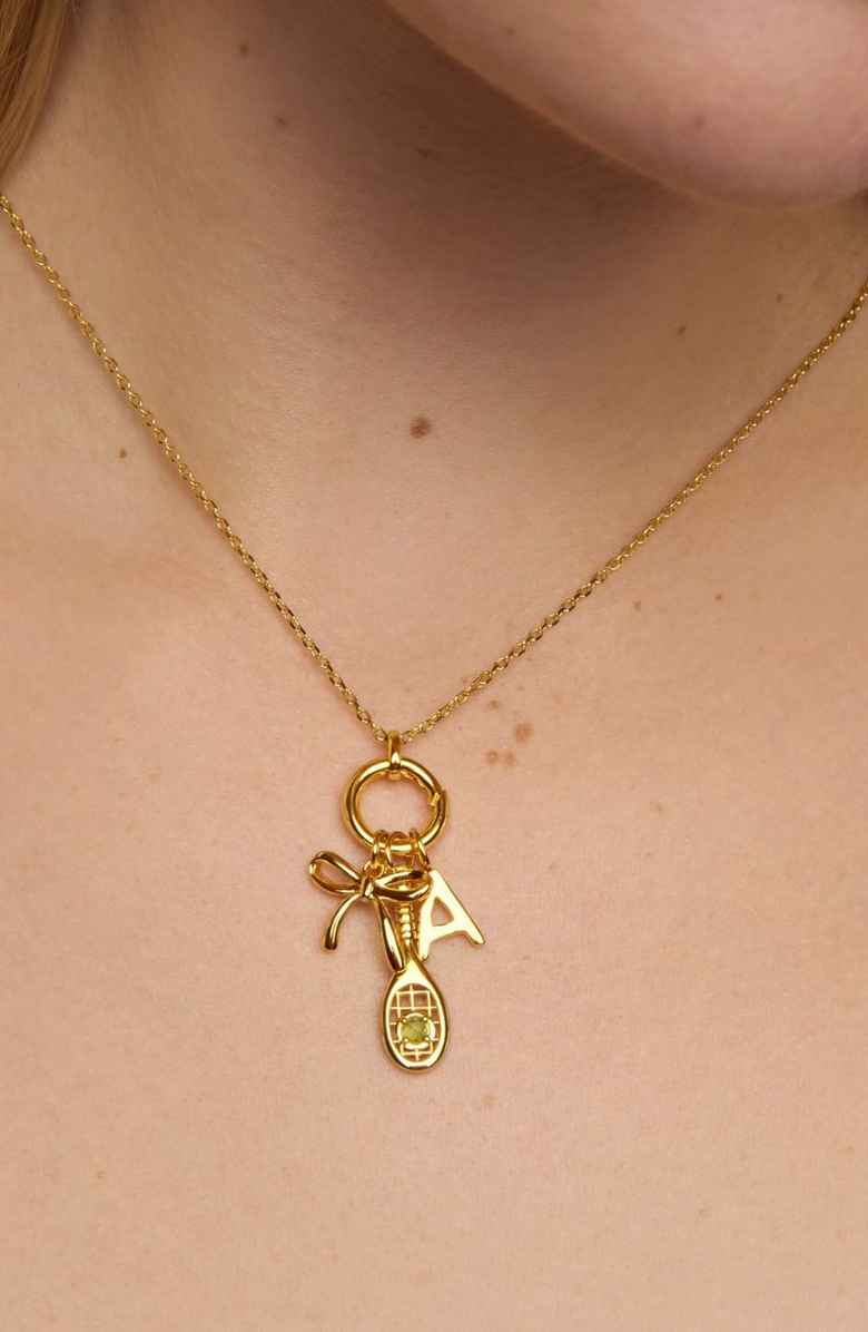 Little Sky Stone Tennis Racket Charm Necklace, Alternate, color, Metallic Gold
