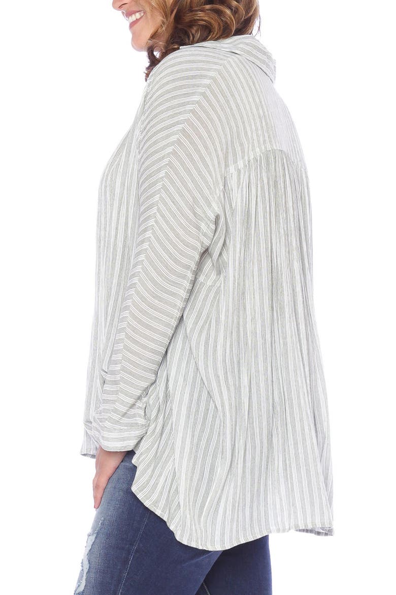 Stripe Babydoll High/Low Top, Alternate, color, OLIVE