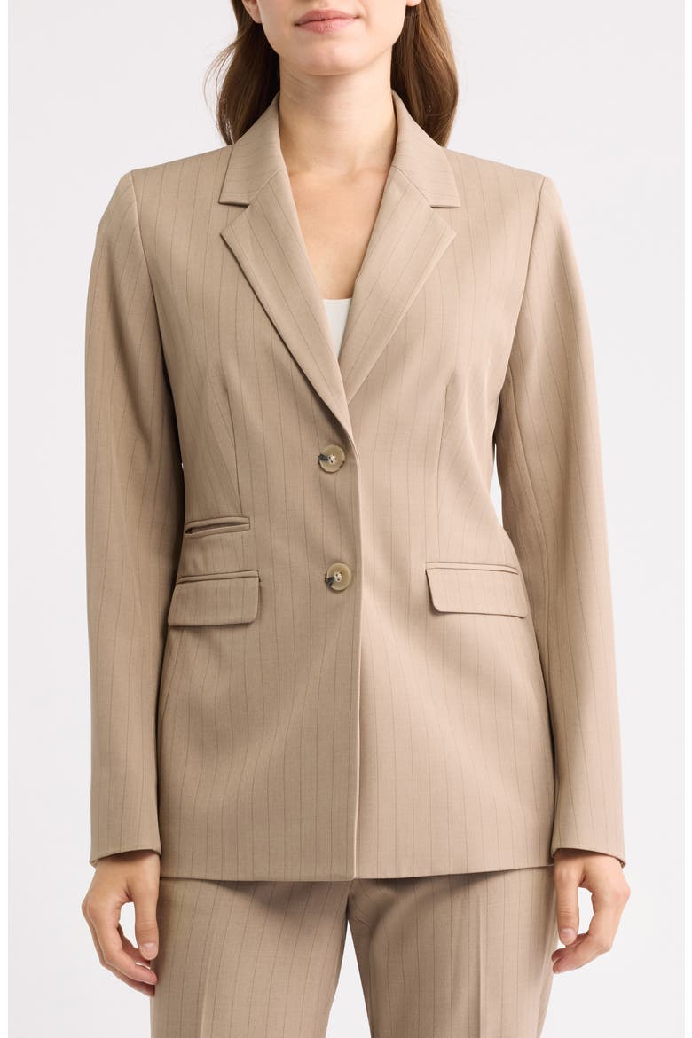 Pinstripe Two-Button Blazer, Alternate, color, NATURAL CLAY/ ANNE BLACK