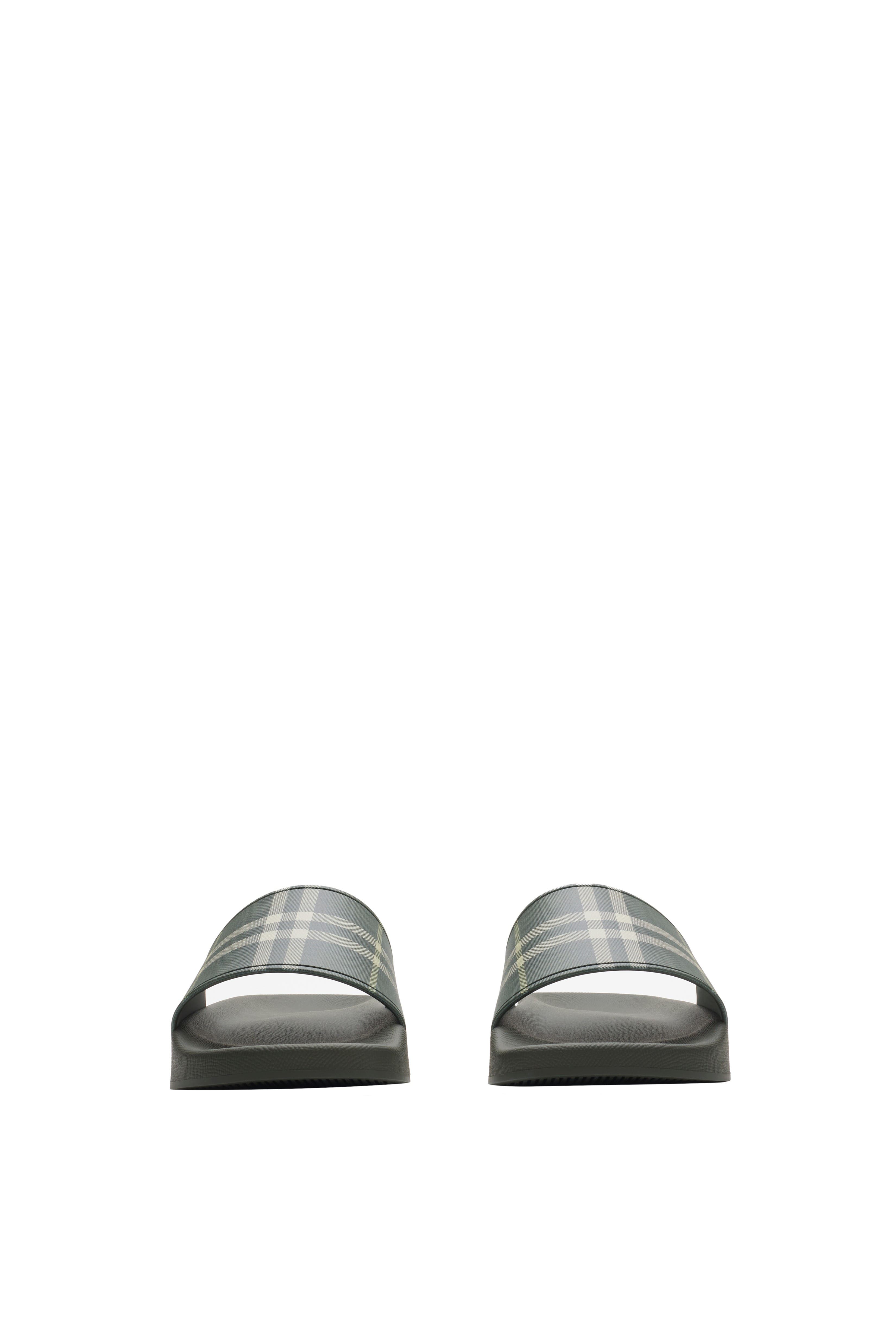 Burberry Check Slides, Alternate, color, Thicket Green
