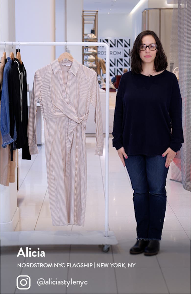 Wright Stripe Long Sleeve Cotton Shirtdress, sales video thumbnail