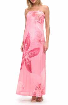 O.L. Printed Strapless Maxi Dress