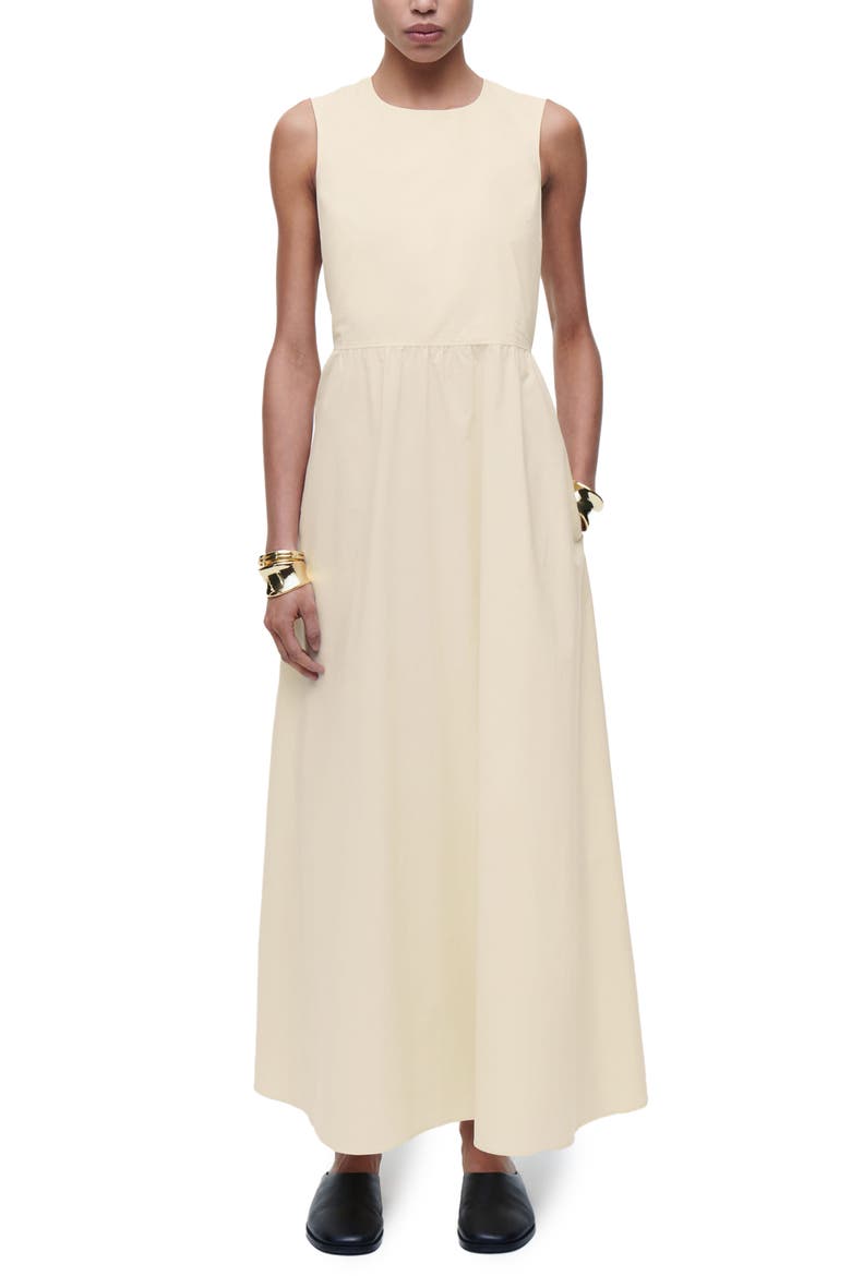 Sleeveless Open Back Cotton Maxi Dress, Main, color, BEIGE DUSTY LIGHT