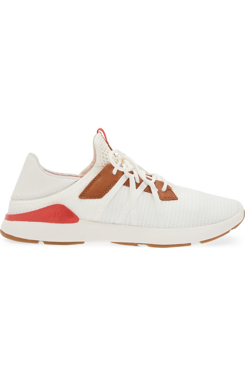 OluKai Mio Li Sneaker, Alternate, color, Bright White / Red Lava