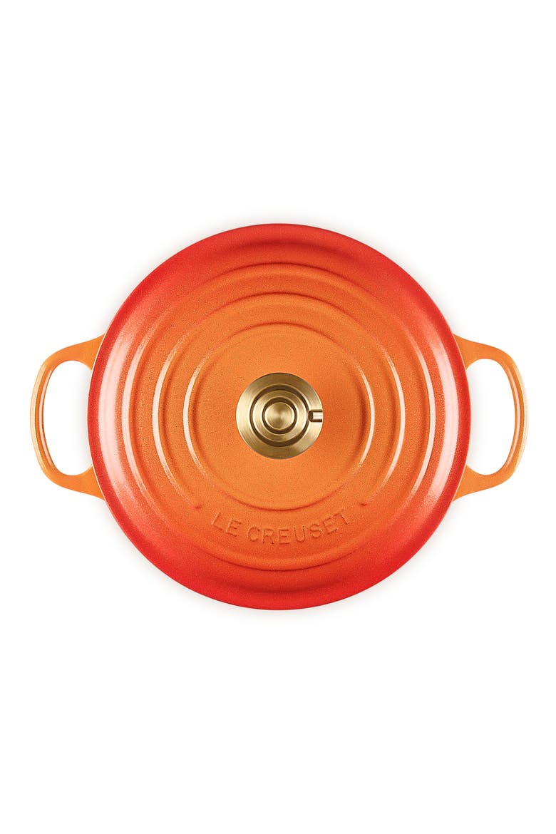 Signature 4.5-Quart Round Enamel Cast Iron Dutch Oven, Alternate, color, FLAMME DOREE