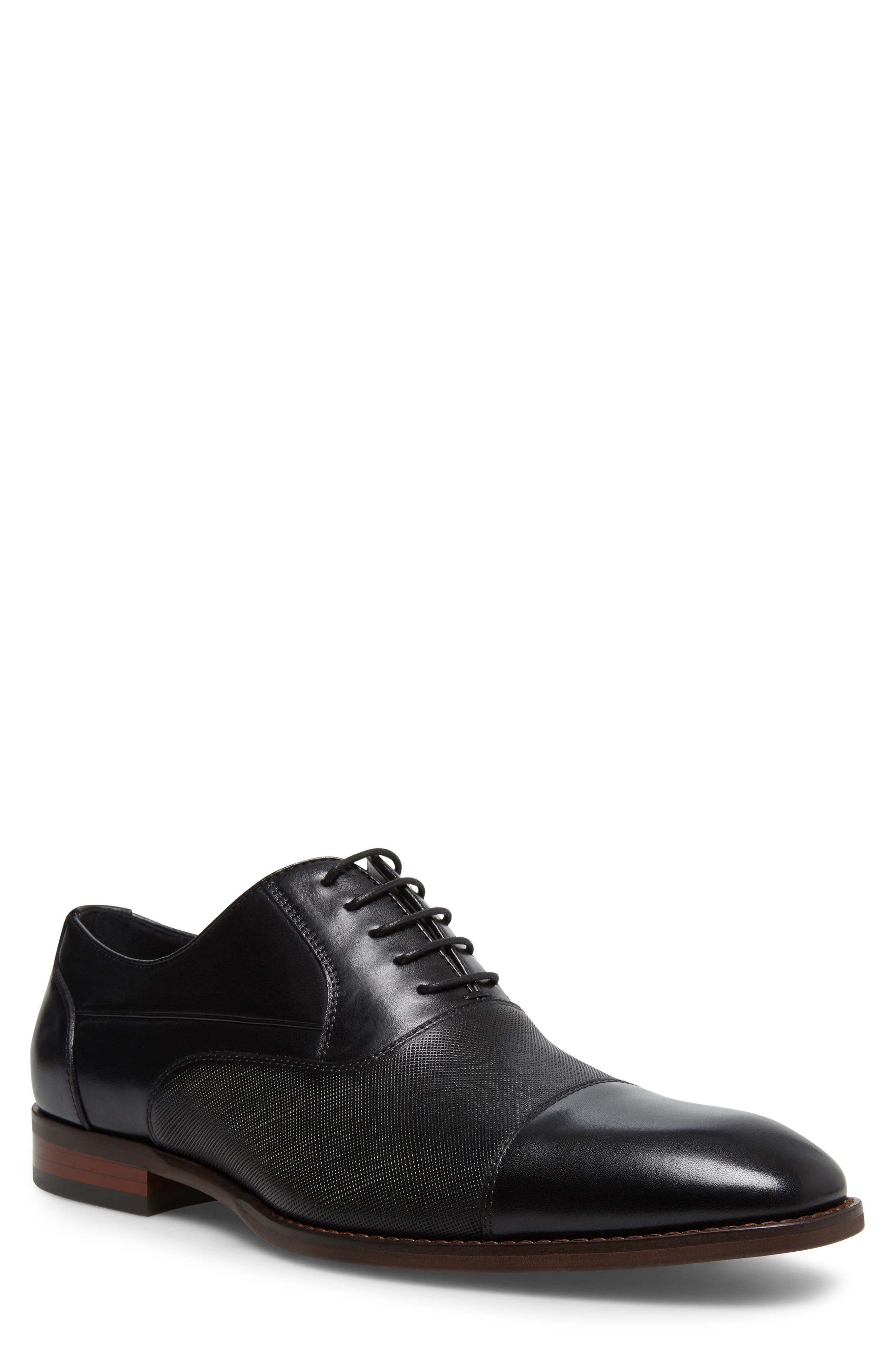 Steve Madden Proctor Cap Toe Derby, Main, color, Black Leather