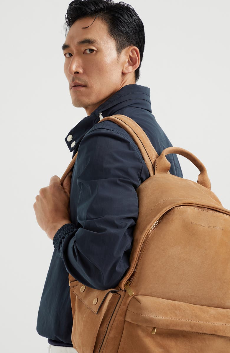 Brunello Cucinelli Reversed calfskin backpack, Alternate, color,